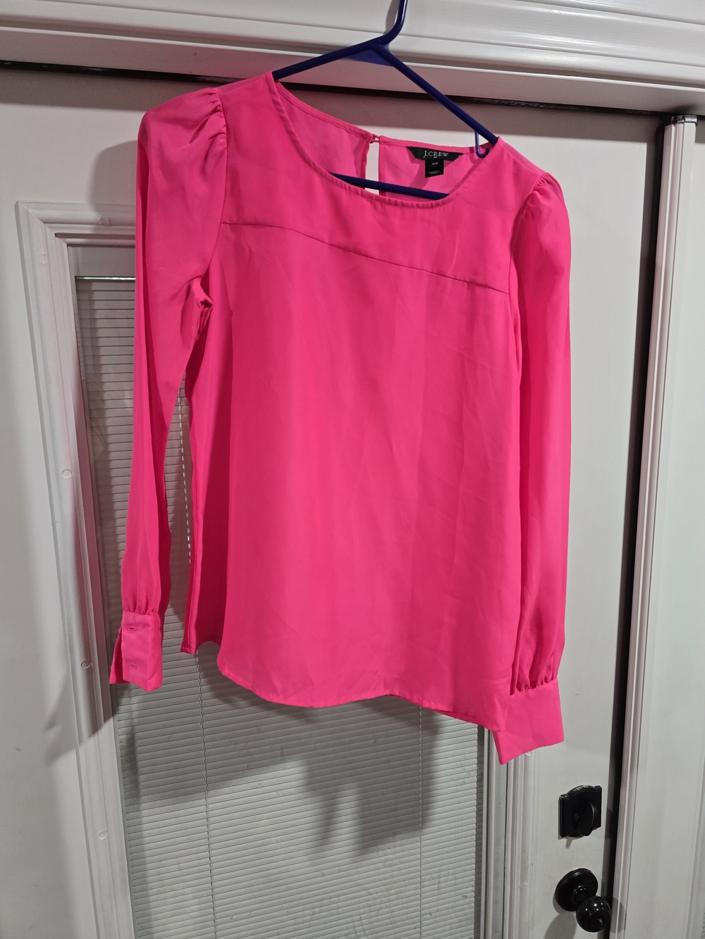 J. Crew Hot Pink Long-Sleeve Button Down Blouse